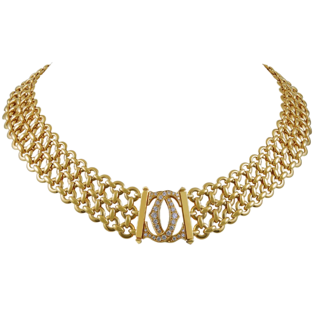Колье Cartier Penelope Diamond Double c Fife-Row Yellow Gold Necklace
