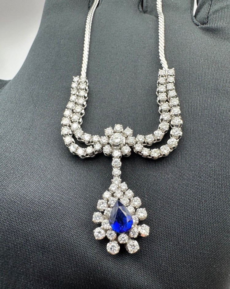 Колье RALFDIAMONDS С БРИЛЛИАНТАМИ И САПФИРОМ