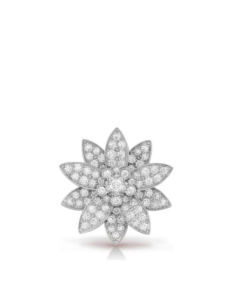 Подвеска Van Cleef & Arpels Lotus clip pendant medium model 18K white gold Diamond VCARO6P800