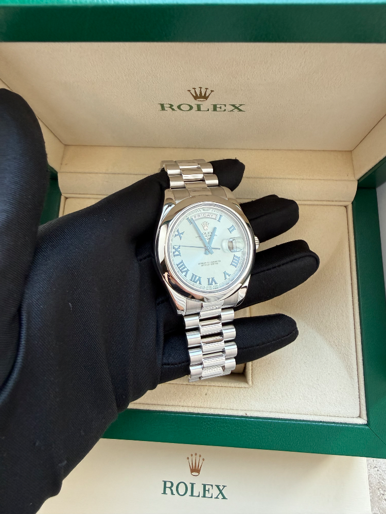 Часы Rolex DAY-DATE II PLATINUM ICE BLUE ARABIC 218206 ibcrp