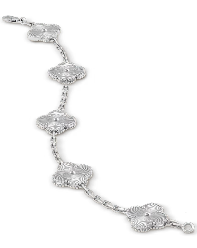 Браслет Van Cleef & Arpels Vintage Alhambra bracelet 5 motifs 18K white gold VCARP9XE00