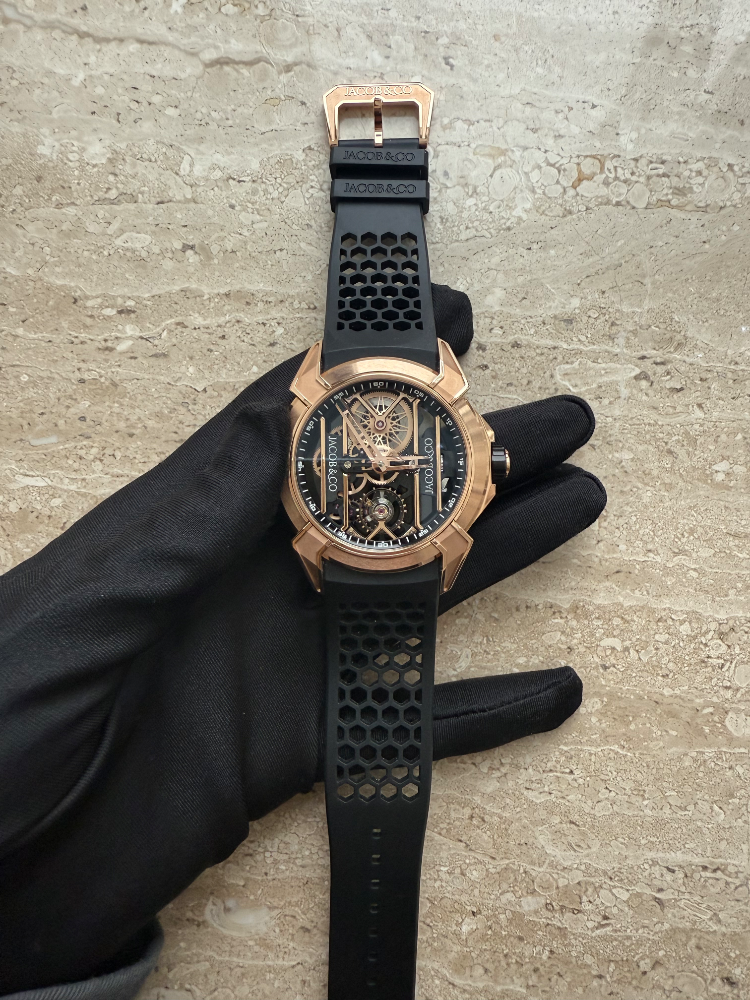Часы JACOB & Co Epic X Rose Gold Black Neoralithe Inner Ring EX110.43.AA.AA.ABRUA
