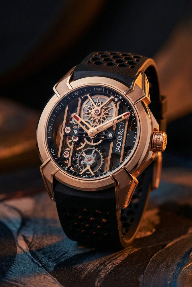 Часы JACOB & Co Epic X Rose Gold Black Neoralithe Inner Ring EX110.43.AA.AA.ABRUA