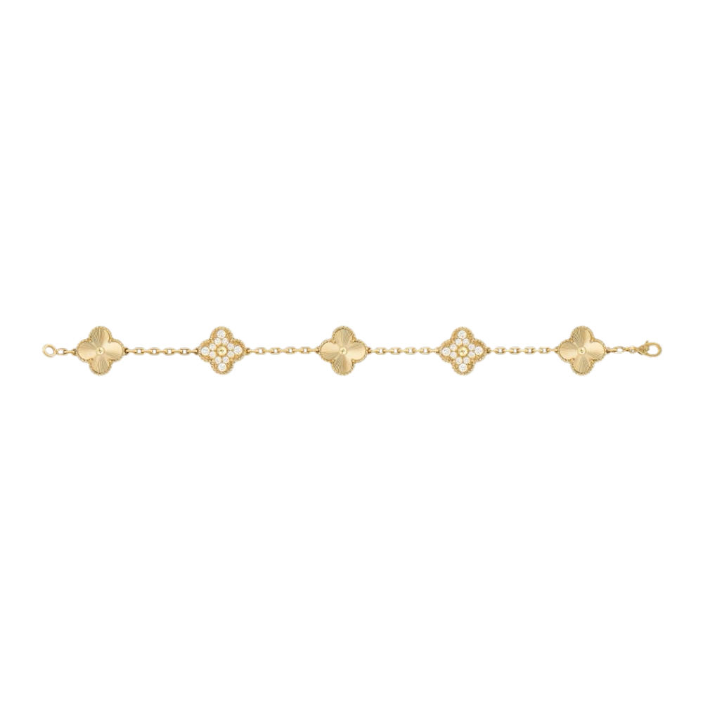 Браслет Van Cleef & Arpels Vintage Alhambra bracelet 5 motifs 18K yellow gold Diamond VCARP4KN00