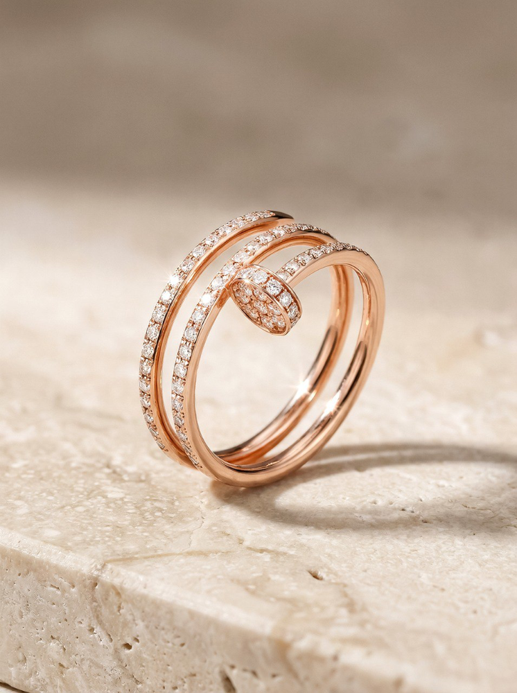 Кольцо Cartier JUSTE UN CLOU RING DOUBLE HALF-PAVED B4210956