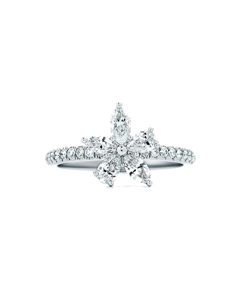 Кольцо Tiffany&Co. Tiffany Victoria -кластер с бриллиантами различных огранок.