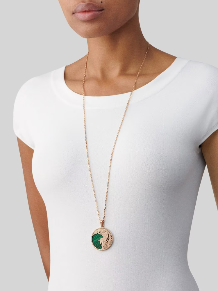 Кулон Van Cleef & Arpels Zodiaque long necklace Virginis (Дева) 18K rose gold Malachite VCARP9RB00