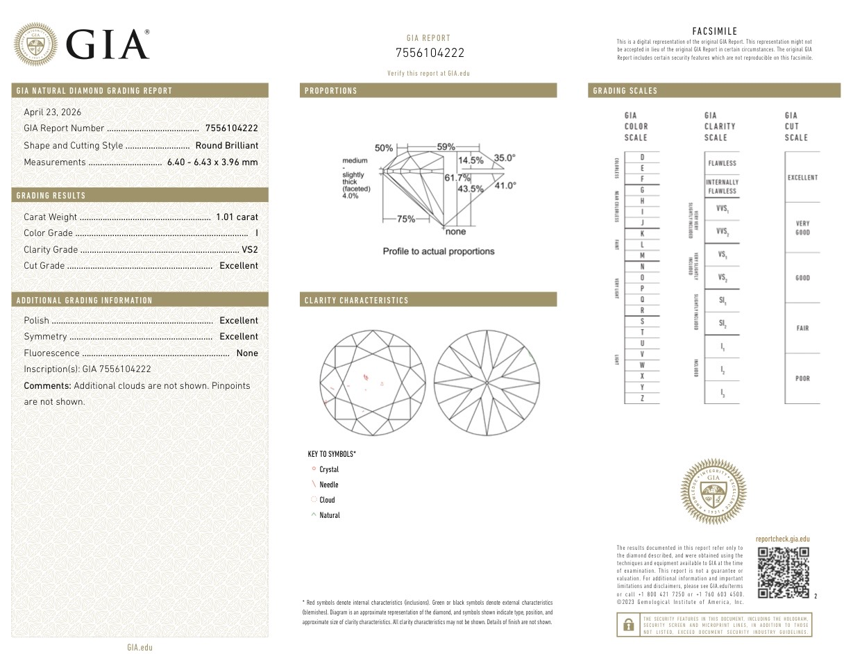 Серьги No name с бриллиантами 1 01/1 00 ct I/VS2 GIA