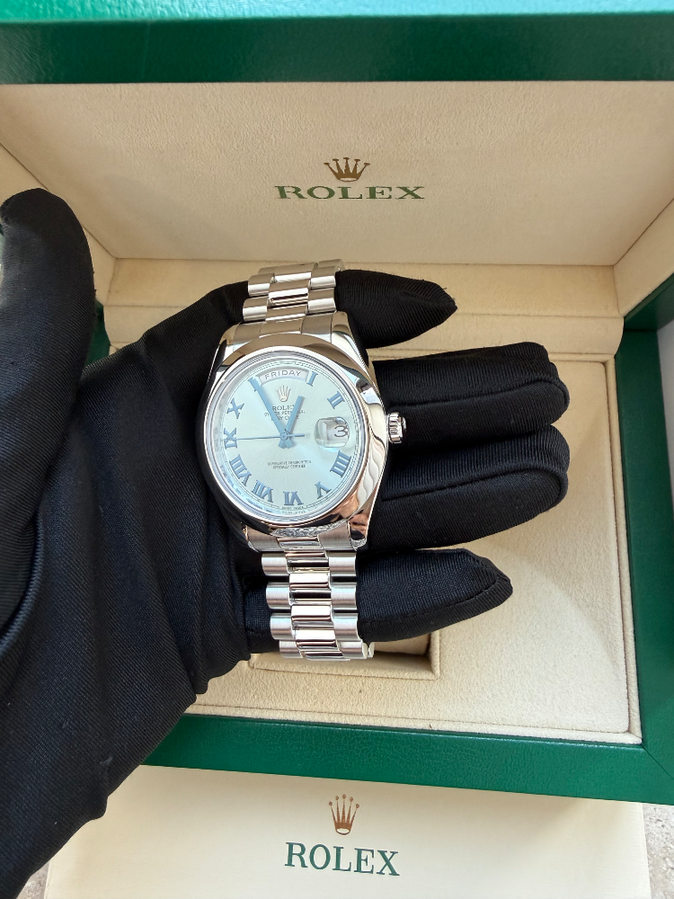 Часы Rolex DAY-DATE II PLATINUM ICE BLUE ARABIC 218206 ibcrp