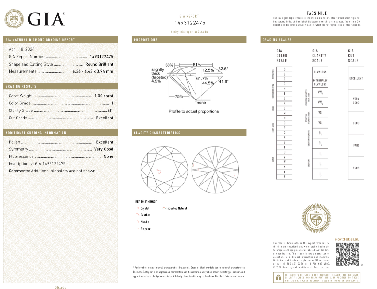 Серьги No name ROUND DIAMONDS 1.02-1.00ct I/SI1 EARRINGS (GIA)