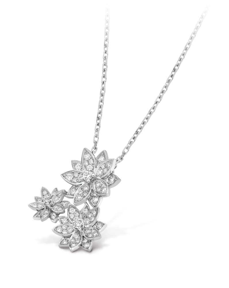 Колье Van Cleef & Arpels Lotus pendant 3 flowers VCARP7TG00