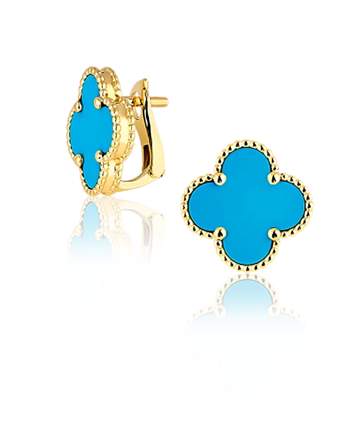 Серьги Van Cleef & Arpels Turquoise Magic Alhambra Yellow Gold Earrings