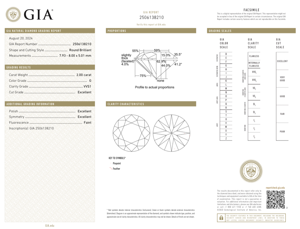 Серьги No name С БРИЛЛИАНТАМИ 2 01ct G/VVS1 - 2 00ct G/VVS1 GIA