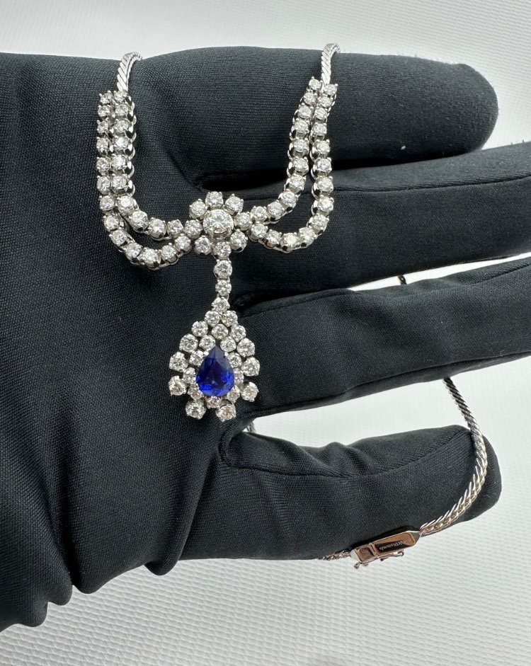 Колье RALFDIAMONDS С БРИЛЛИАНТАМИ И САПФИРОМ