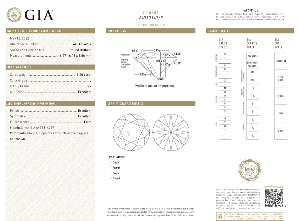 Серьги No name ROUND DIAMONDS 1.00-1.00ct J/SI2 EARRINGS (GIA)
