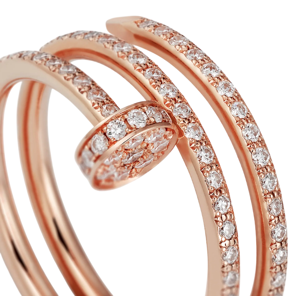 Кольцо Cartier JUSTE UN CLOU RING DOUBLE HALF-PAVED B4210956