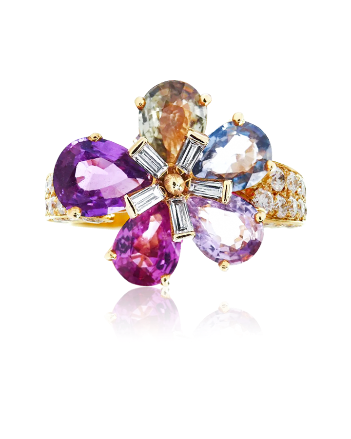 Кольцо BVLGARI Flower Natural Sapphire Diamond 339272