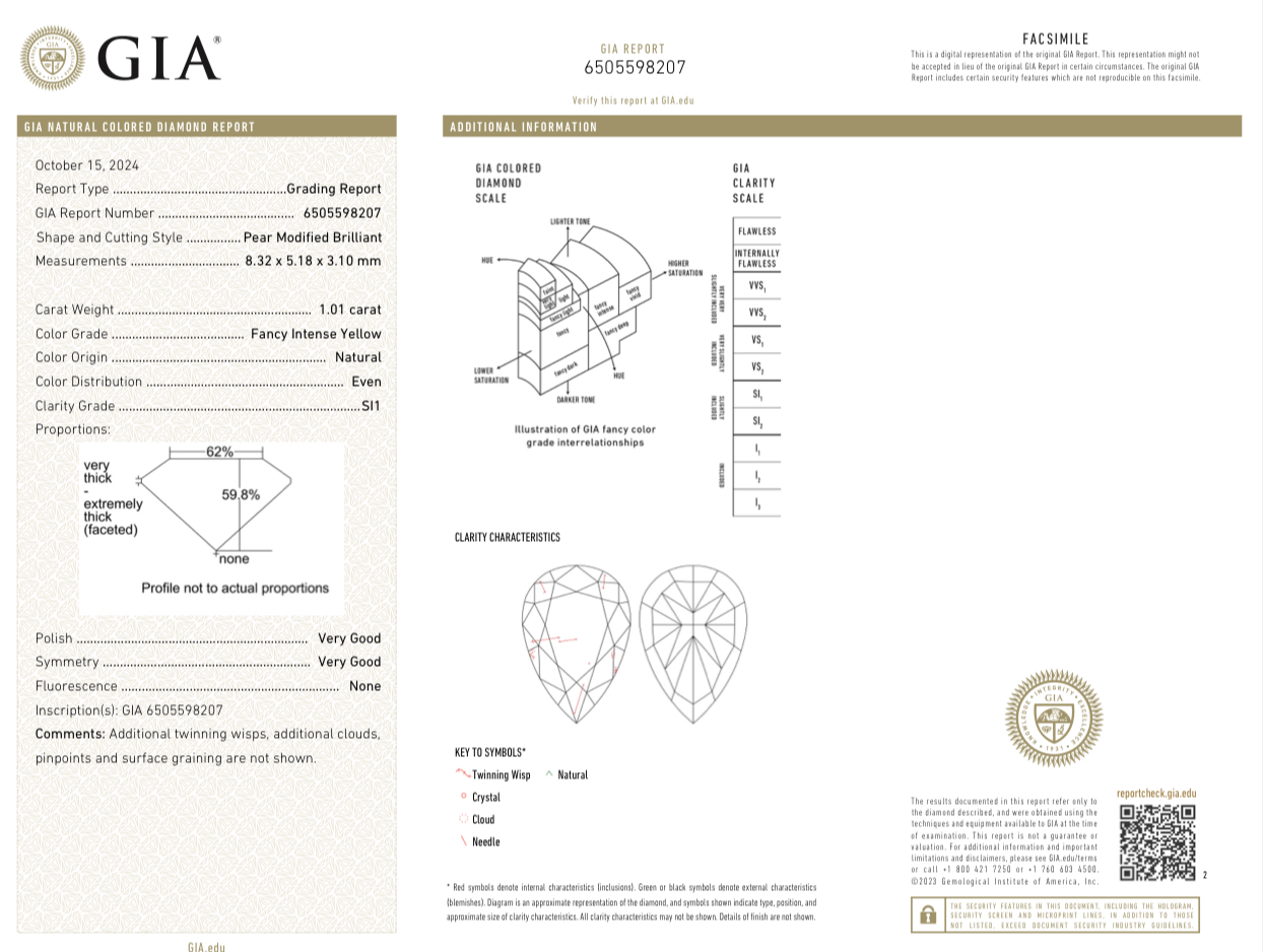 Кольцо No name с бриллиантами 1 01/1 01ct FIY/SI1.