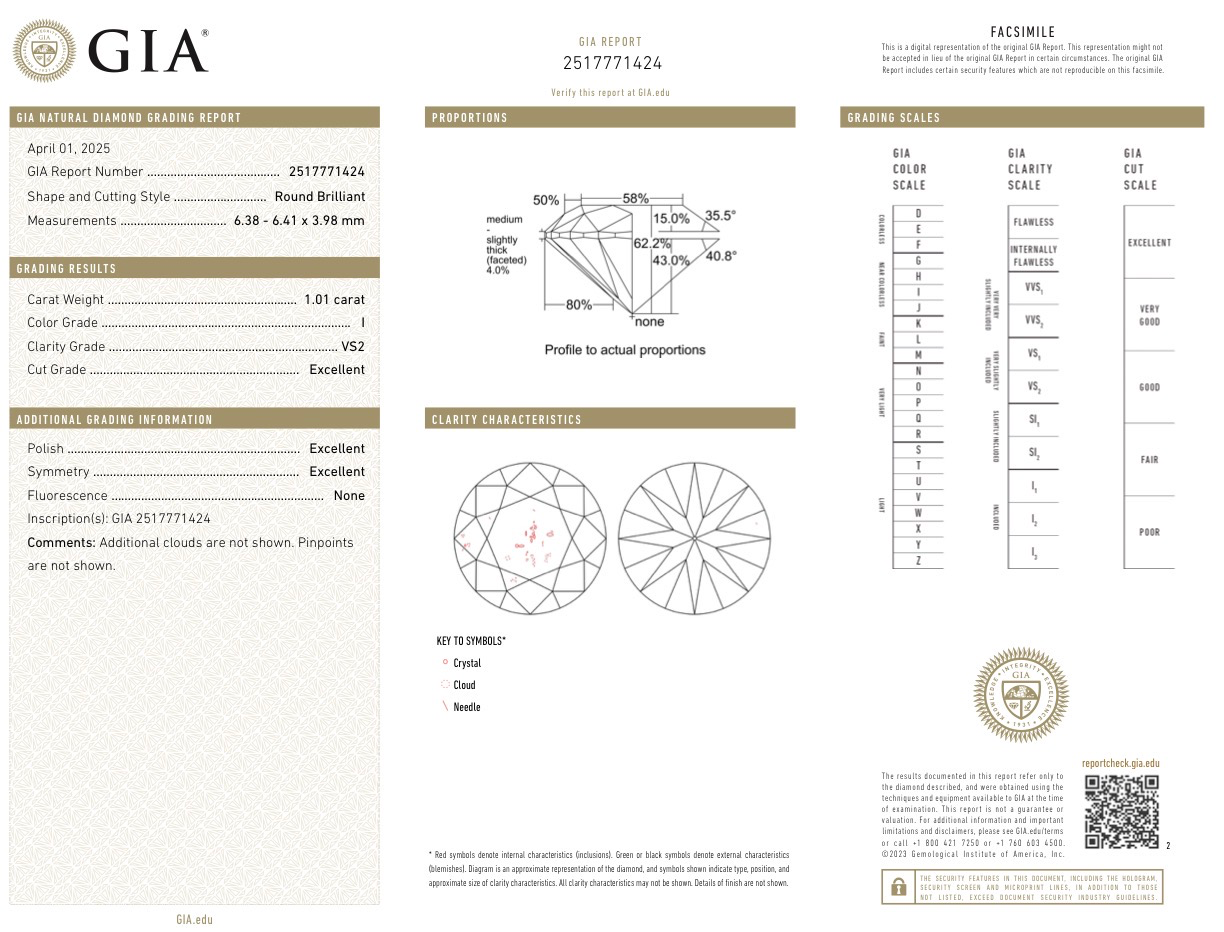 Серьги No name с бриллиантами 1 01/1 01ct I/VS2 GIA