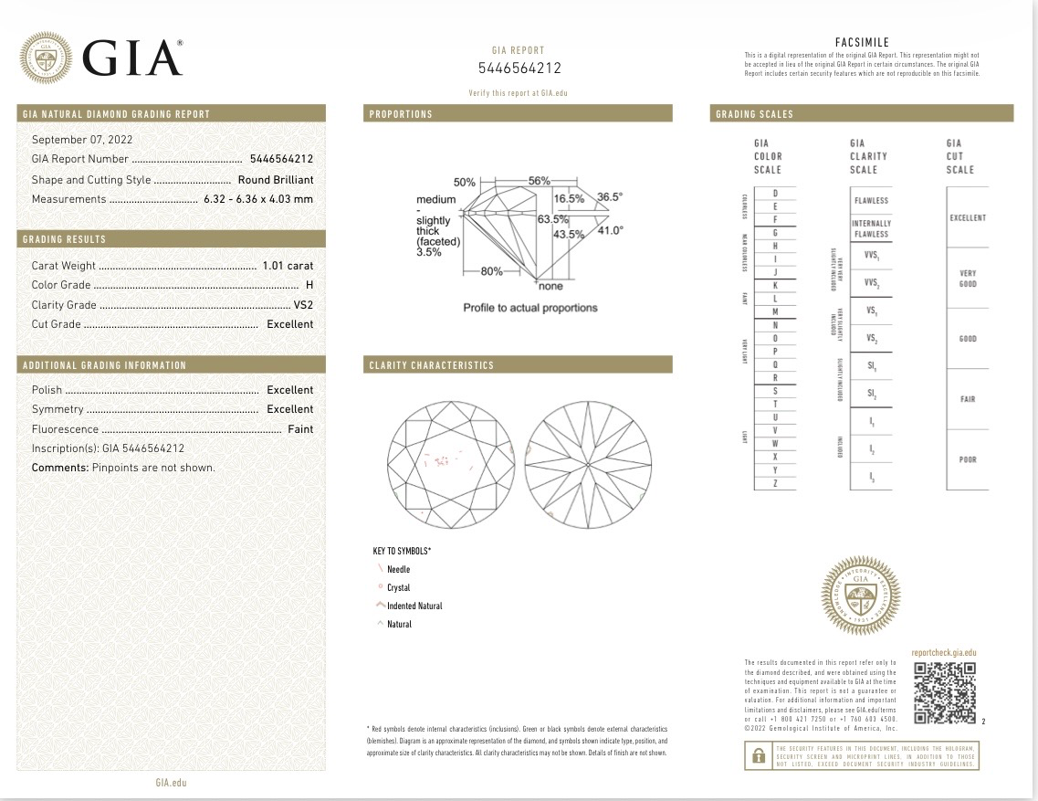 Серьги No name с бриллиантами 1 01/1 01 ct H/VS2 GIA