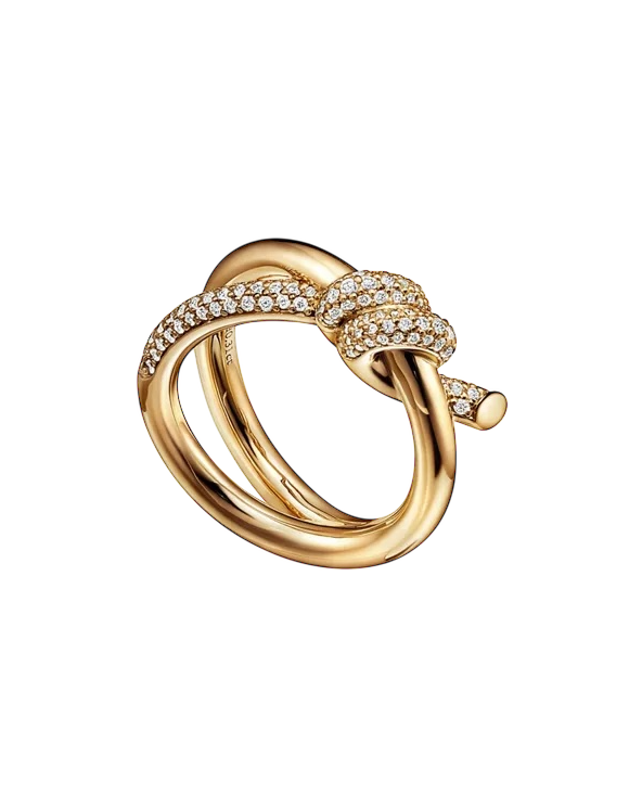 Кольцо Tiffany&Co. Tiffany Knot Double Row Ring in Yellow Gold with Diamonds