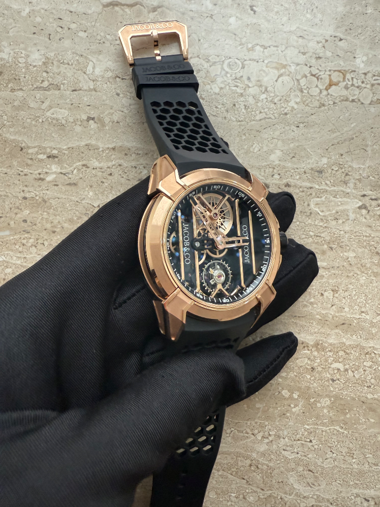 Часы JACOB & Co Epic X Rose Gold Black Neoralithe Inner Ring EX110.43.AA.AA.ABRUA