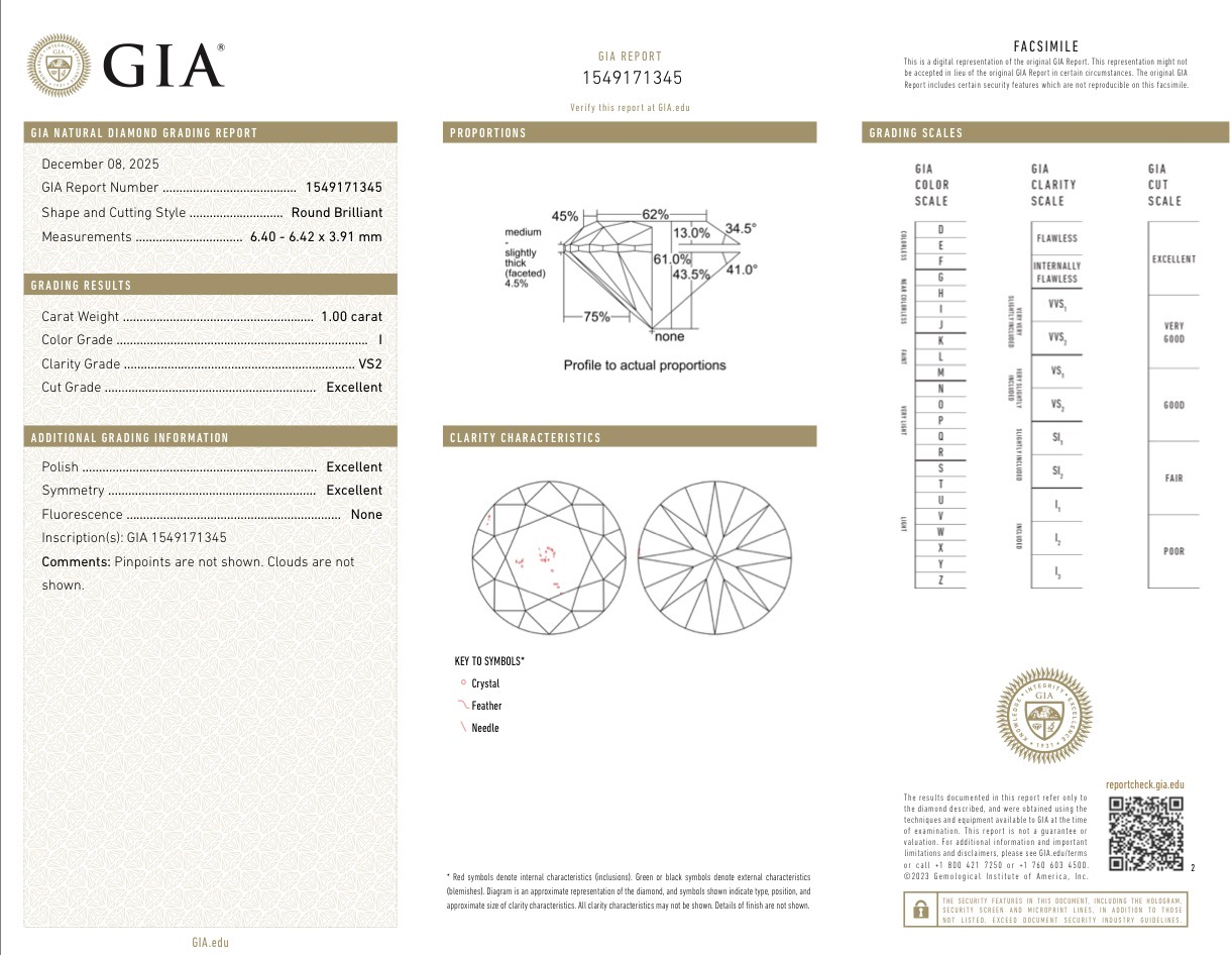Серьги No name с бриллиантами 1 01/1 00 ct I/VS2 GIA