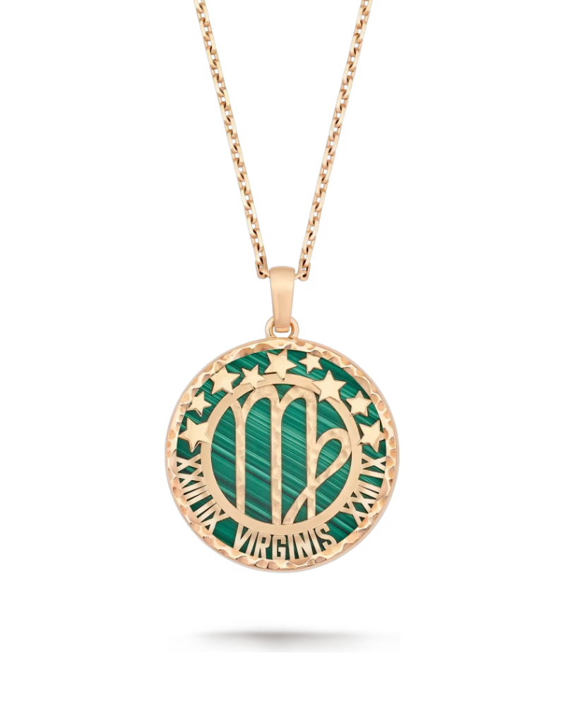 Кулон Van Cleef & Arpels Zodiaque long necklace Virginis (Дева) 18K rose gold Malachite VCARP9RB00