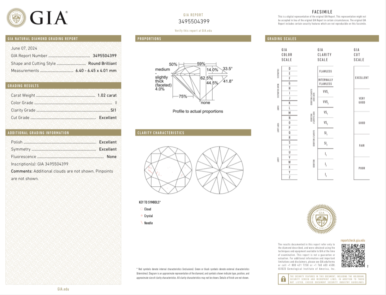 Серьги No name ROUND DIAMONDS 1.02-1.00ct I/SI1 EARRINGS (GIA)