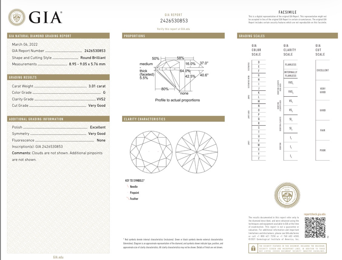 Серьги No name GIA 3.02CT G/VVS2 - 3.01CT G/VVS2
