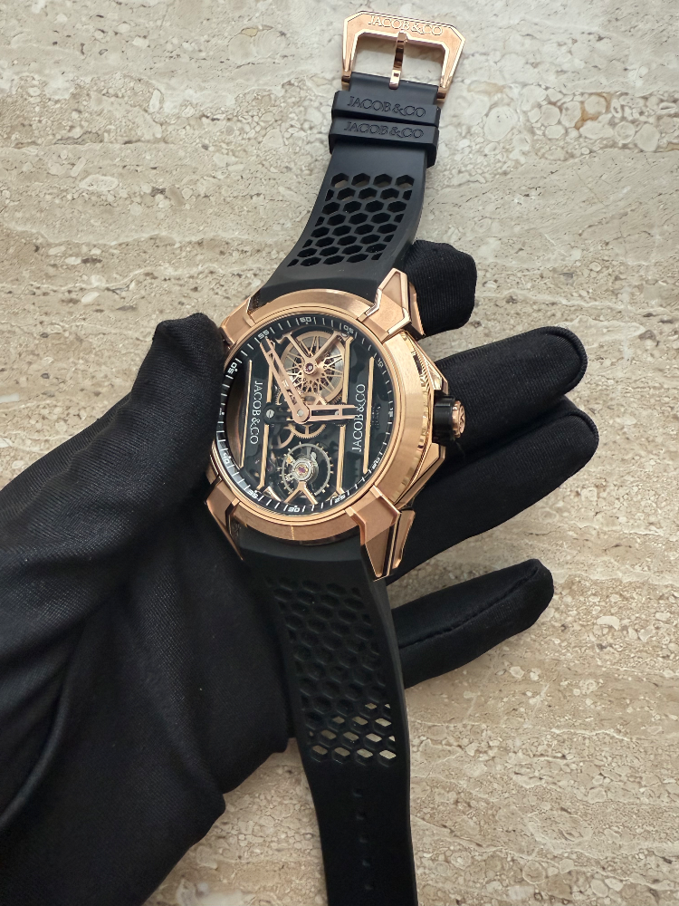 Часы JACOB & Co Epic X Rose Gold Black Neoralithe Inner Ring EX110.43.AA.AA.ABRUA