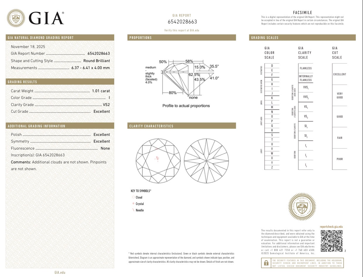 Серьги No name с бриллиантами 1 01/1 01ct I/VS2 GIA