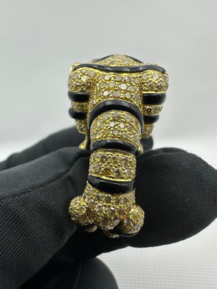 Кольцо No name Тигр с бриллиантами и эмалью.