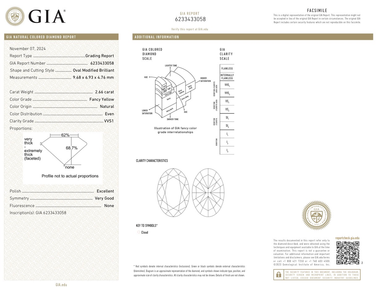 Кольцо No name с бриллиантом Oval 2 66ct FY/VVS1 GIA