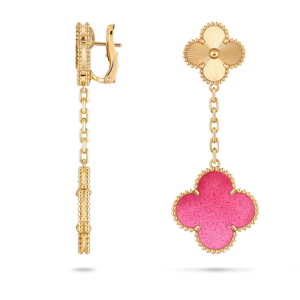 Серьги Van Cleef & Arpels Magic Alhambra earrings 2 motifs 18K yellow gold Enamel Wishlist Magic Alhambra earrings 2 motifs VCARPQZJ00