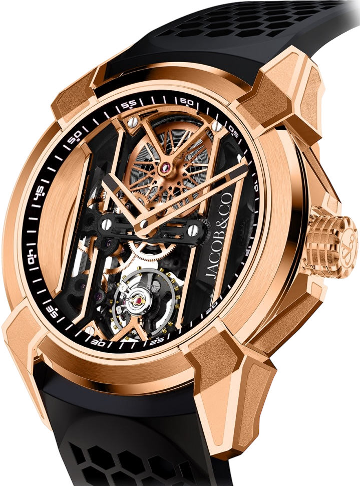 Часы JACOB & Co Epic X Rose Gold Black Neoralithe Inner Ring EX110.43.AA.AA.ABRUA