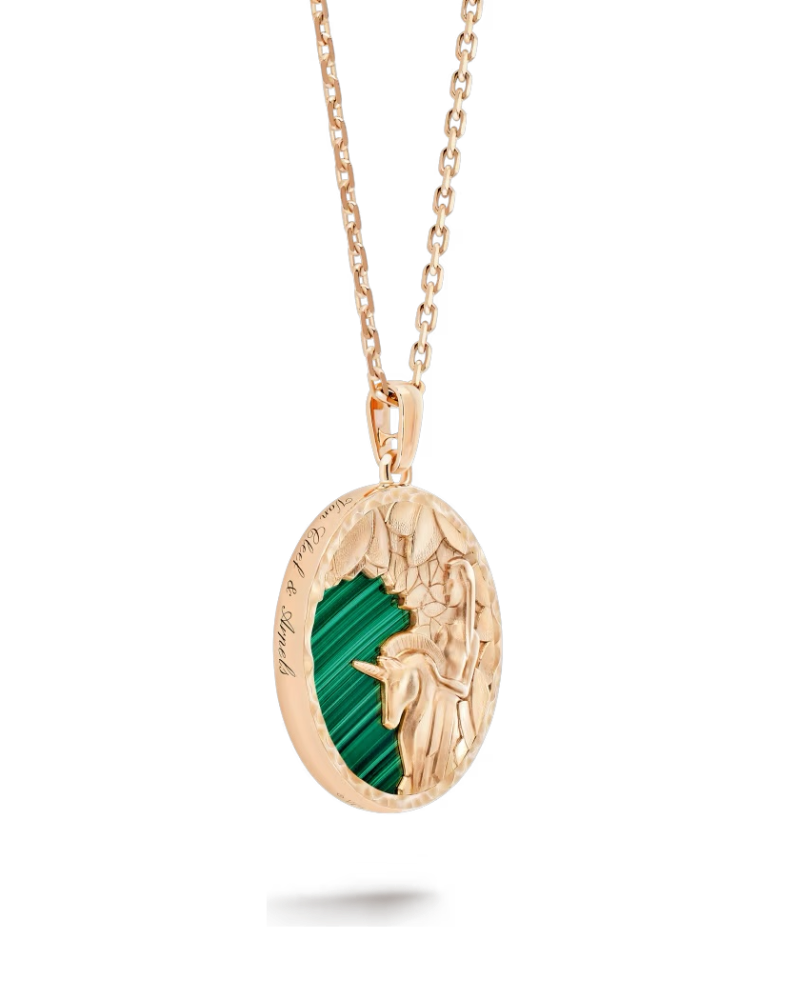 Кулон Van Cleef & Arpels Zodiaque long necklace Virginis (Дева) 18K rose gold Malachite VCARP9RB00