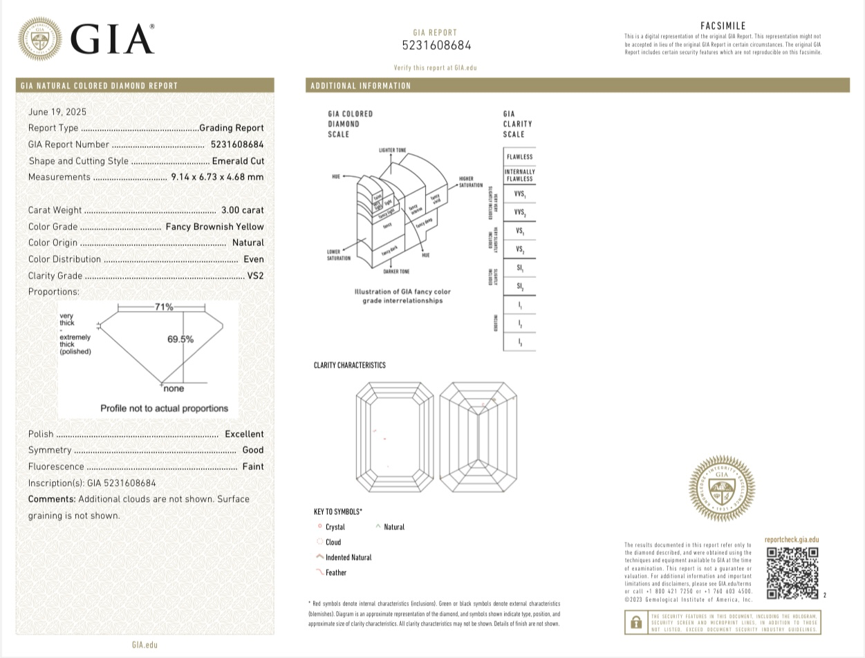 Кольцо No name с бриллиантом Emerald Cut 3 00ct FBY/VS2 GIA.