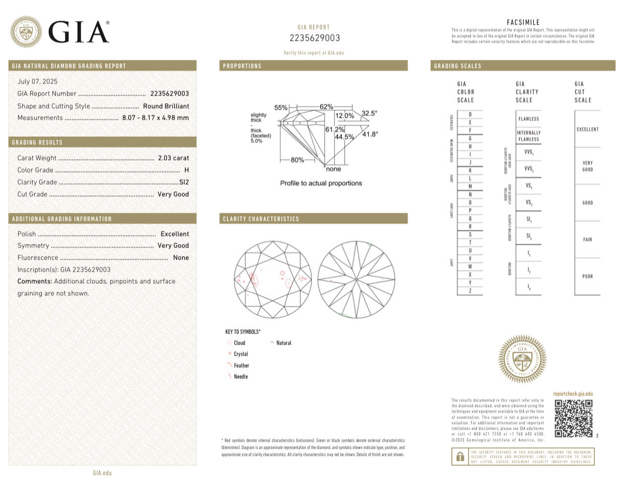 Серьги No name ROUND DIAMONDS 2.03ct H/SI2 - 2.02ct I/SI2 EARRINGS (GIA)