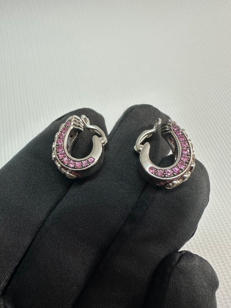 Серьги Chopard HAPPY DIAMONDS 18K WHITE GOLD DIAMONDS AND PINK SAPPHIRES 844104-1004