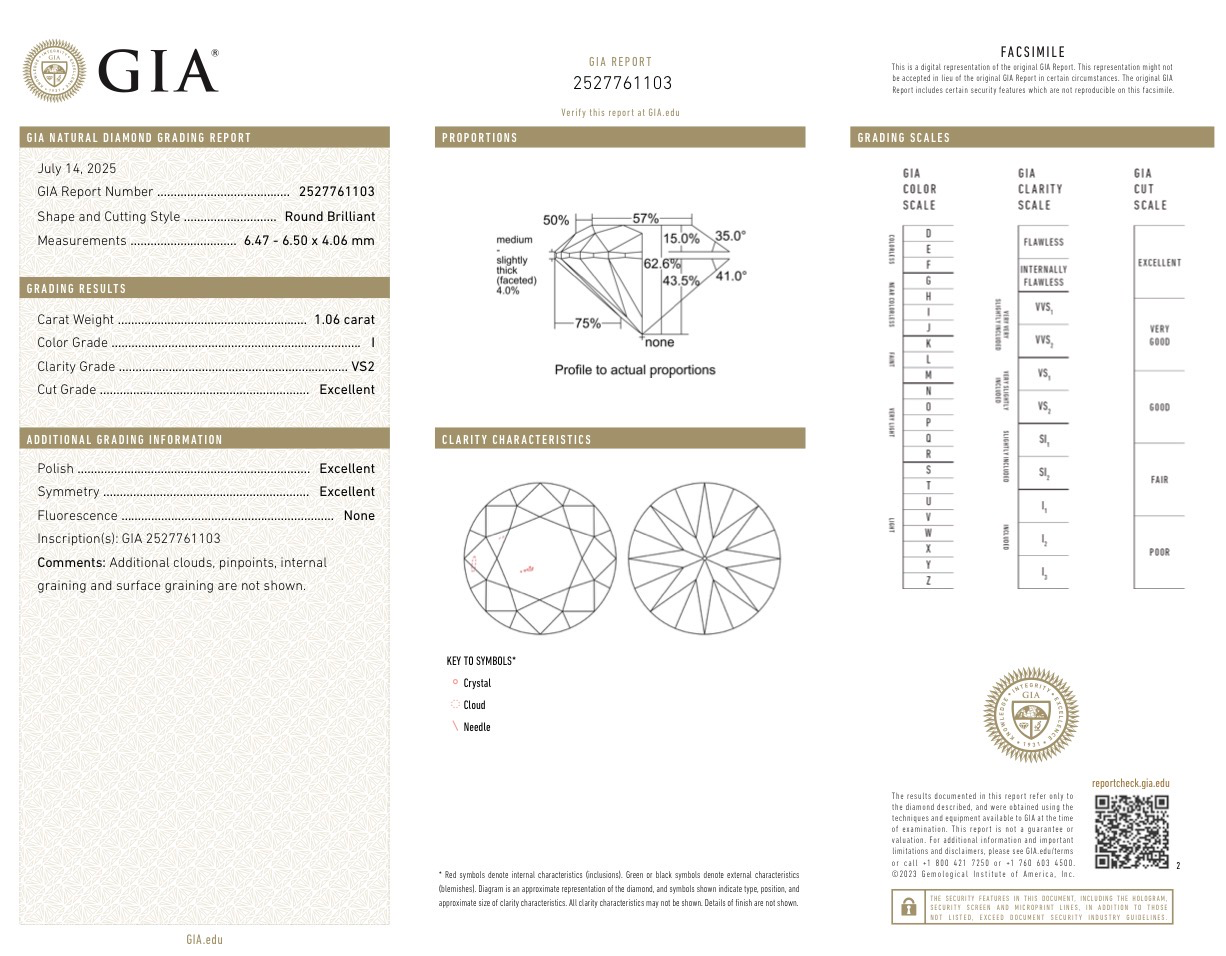 Серьги No name с бриллиантами 1 06/1 01ct I/VS2 GIA