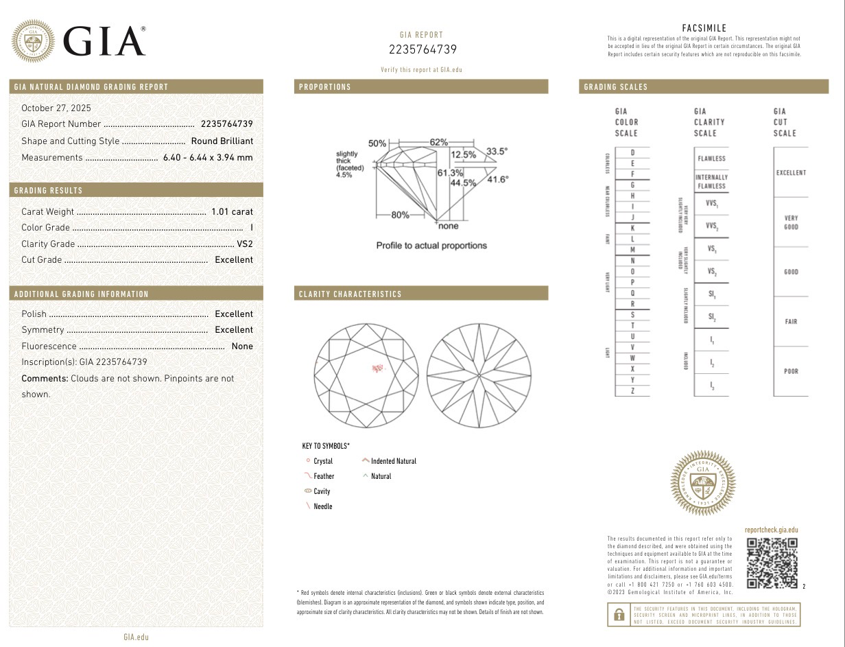Серьги No name с бриллиантами 1 03/1 01ct I/VS2 GIA