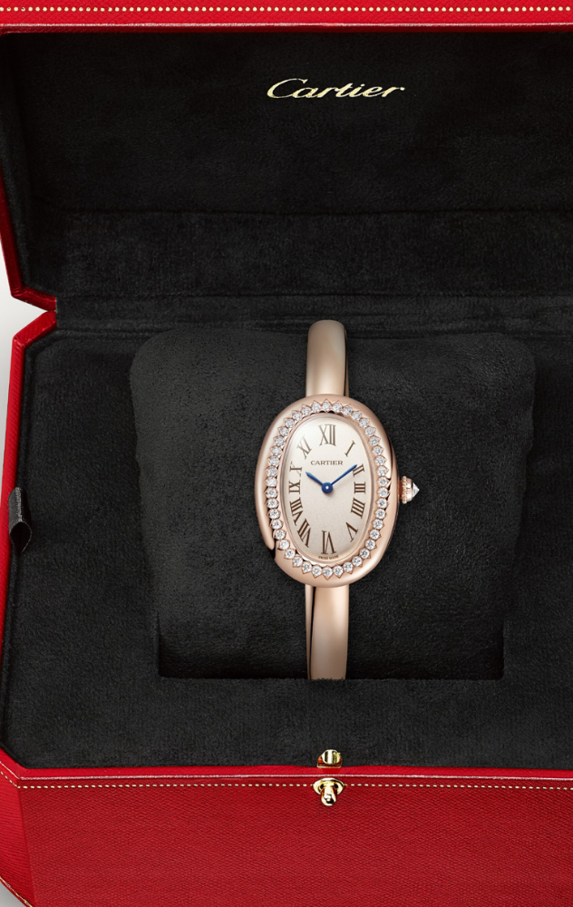 Часы Cartier BAIGNOIRE WATCH SMALL MODEL (SIZE 16) ROSE GOLD DIAMONDS WJBA0042