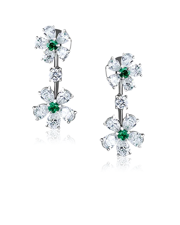 Комплект Graff DOUBLE FLOWER EMERALD & DIAMOND SET