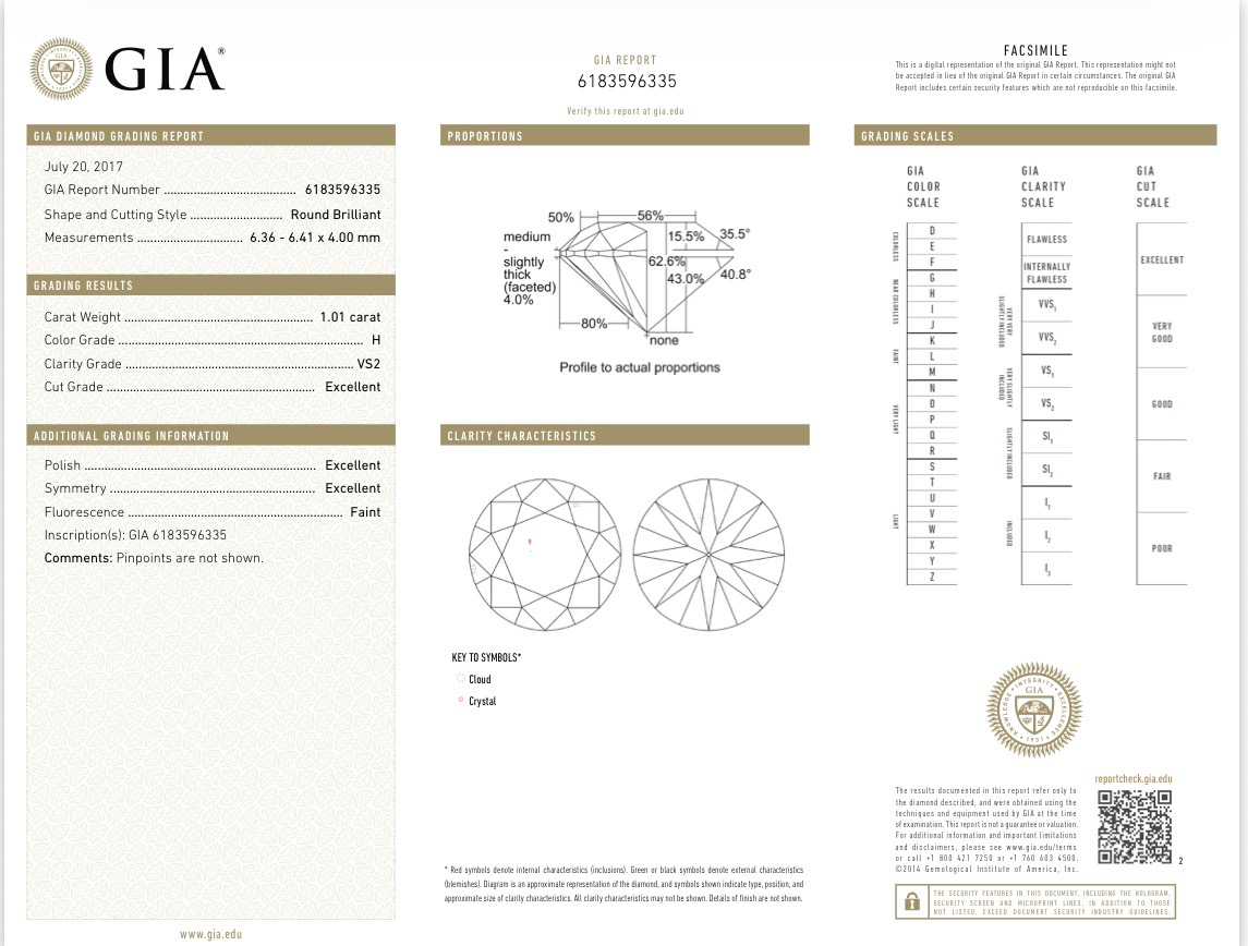 Серьги No name с бриллиантами 1 01/1 01 ct H/VS2 GIA