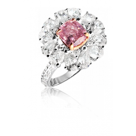 Кольцо с бриллиантом No name Кольцо с фантазийно-розовым натуральным бриллиантом 1.01ct