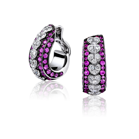 Серьги Chopard HAPPY DIAMONDS 18K WHITE GOLD DIAMONDS AND PINK SAPPHIRES 844104-1004