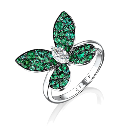 Кольцо Graff DIAMOND PAVE BUTTERFLY EMERALDS RING