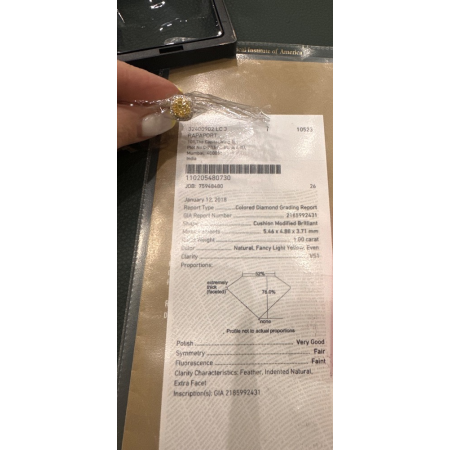 Кольцо No name с бриллиантом кушон 1,00ct FLY/VS1 GIA.