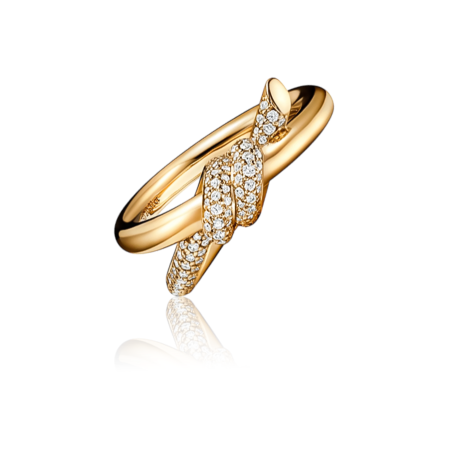 Tiffany&Co. Tiffany Knot Double Row Ring in Yellow Gold with Diamonds